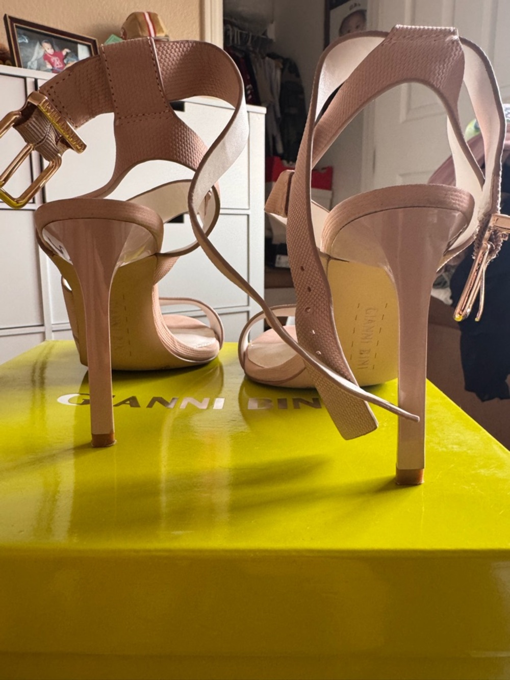Gianni Bini Textured Blush Strappy High Heel Sandals - Picture 4 of 8